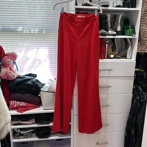 Alice and Olivia wide leg high waist red pants